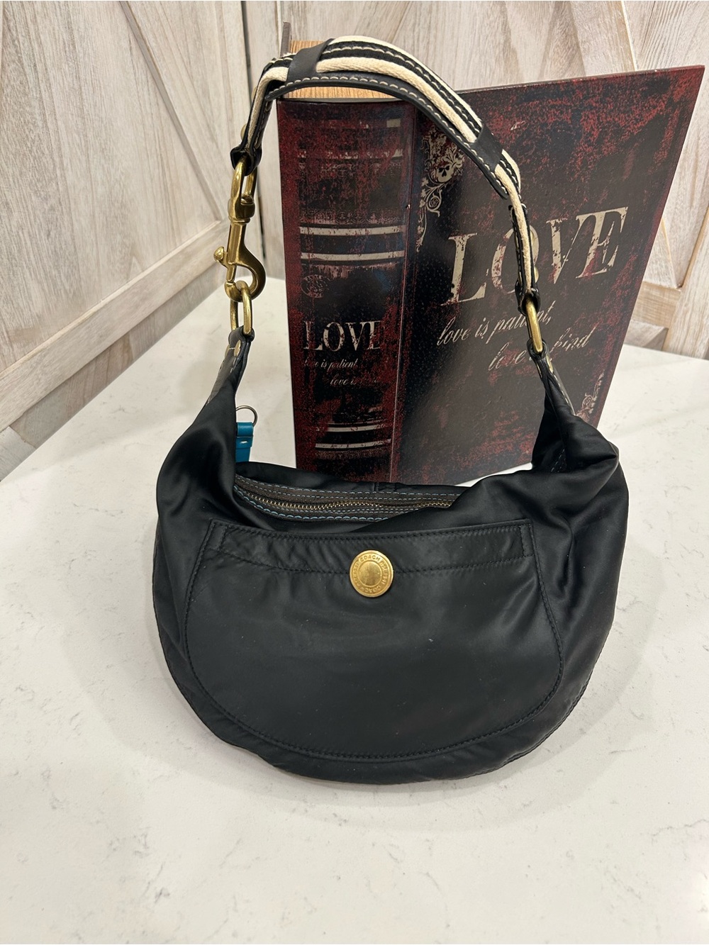 Coach Black Hobo Shoulder Bag with Gold Hardware